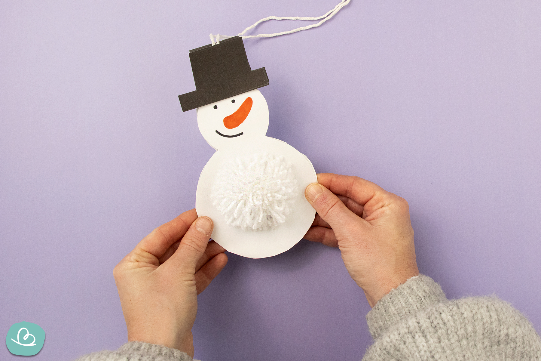 Schneemann aus Wolle und Pappe basteln