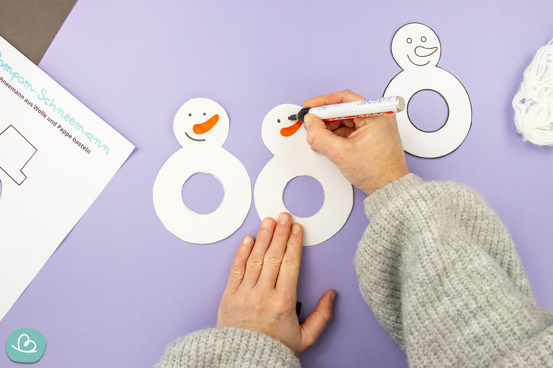 Schneemann Gesicht aufmalen