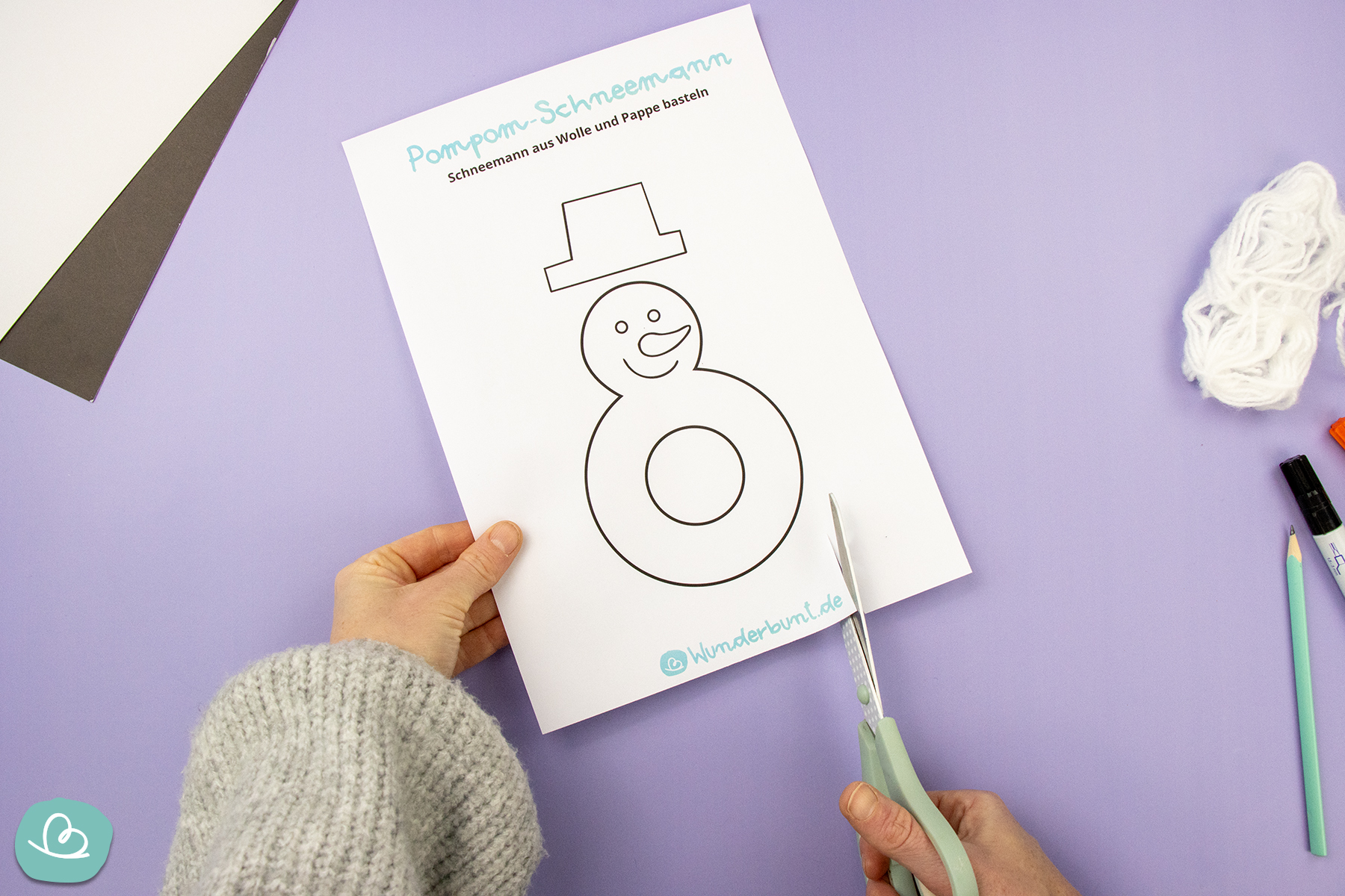 Schneemann Vorlage ausschneiden