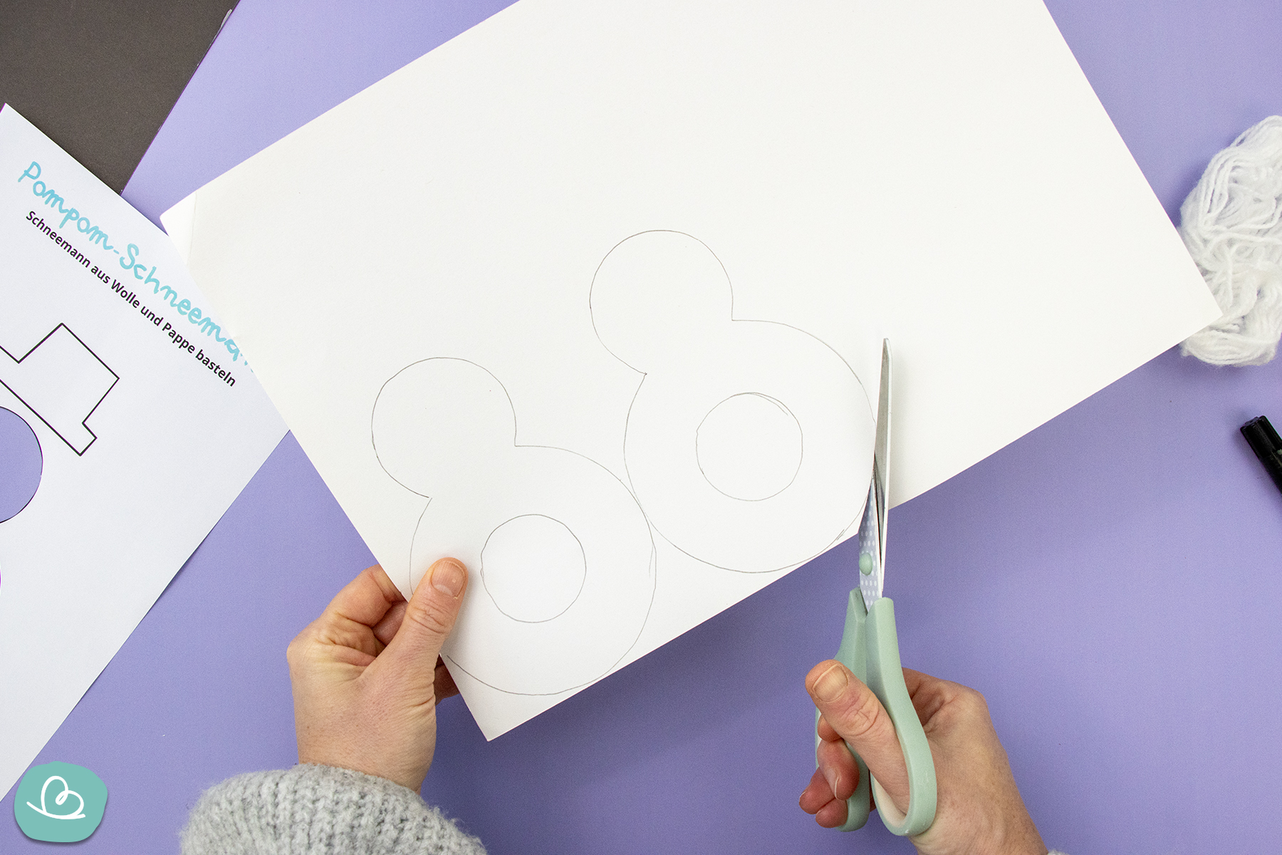 Schneemann aufgezeichnete Kontur ausschneiden